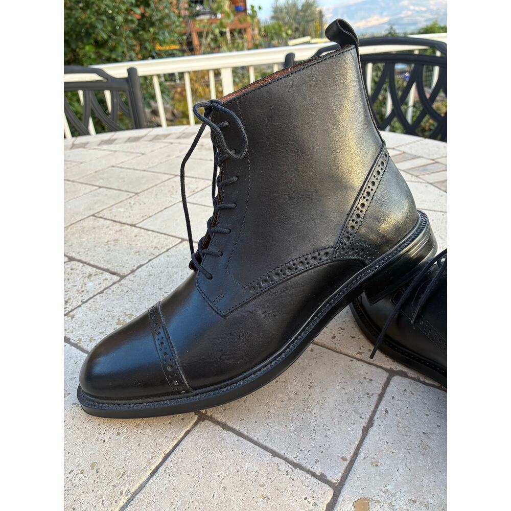 Stafford Boots Leather Black Lace up Cap Toe Gunner Unisex Men’s 8 - Picture 4 of 8